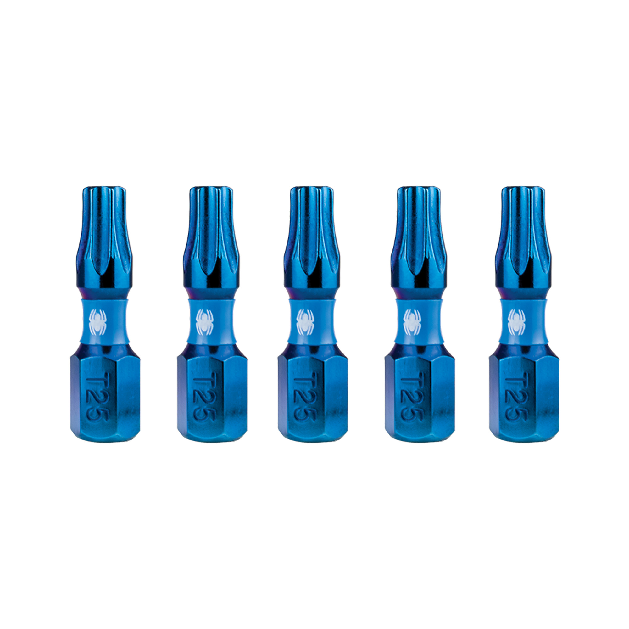 SPYDER Mach-Blue™, 5Pc 1/4in. X 1in. Mach-Blue Impact Driver Bit, T25 Included (qty.) 5 Model# 19086